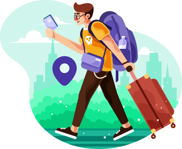 Backpacker ready to travel the world with cheap flight deals